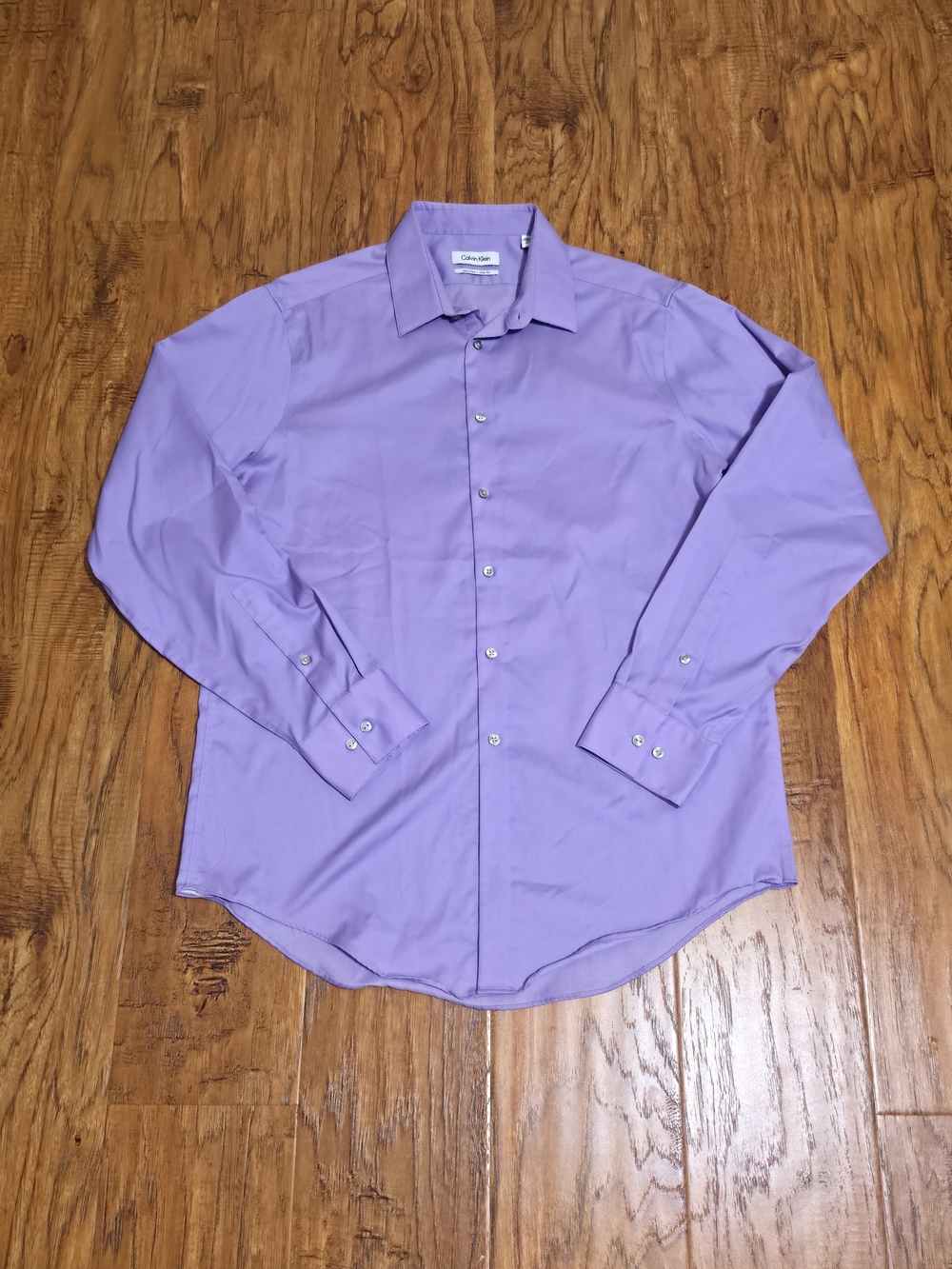 Calvin Klein Men's Lavender Dress Shirt Slim Fit Non Iron Size 16 34/35